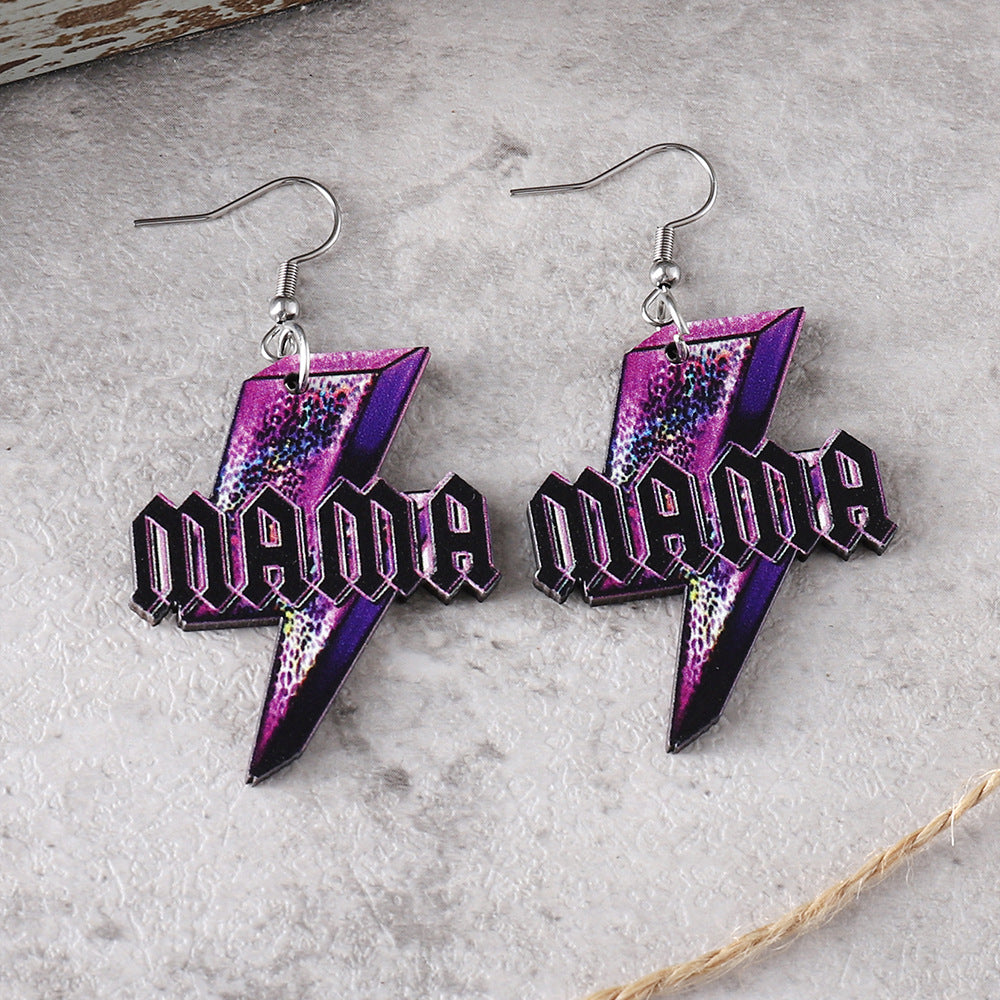 Wholesale Western style leopard print lightning wooden double-sided earrings